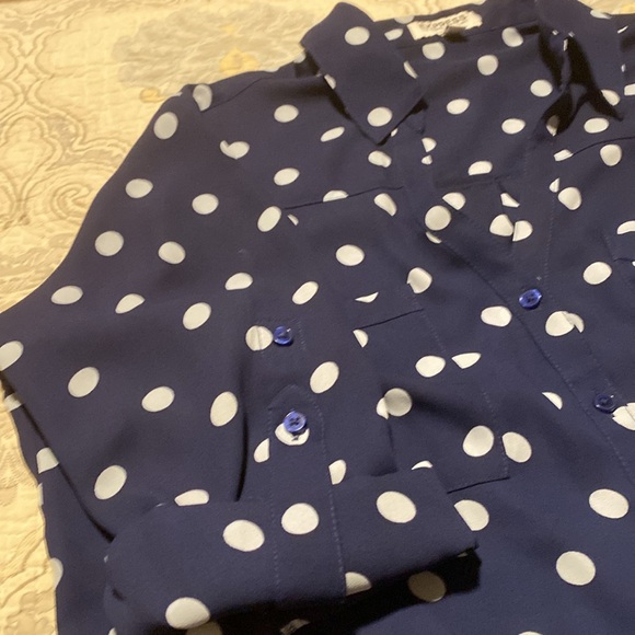 Express dark blue with light blue polka dots Portfino Shirt - Picture 4 of 4